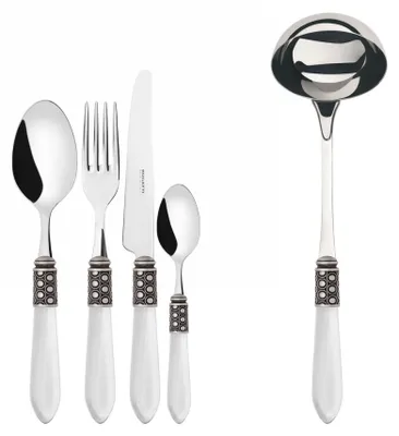 Immagine prodotto di OPTICAL Ghiera Argento Anticato, Posate Set 49 Pz, Scatola Wenge, Casa Bugatti