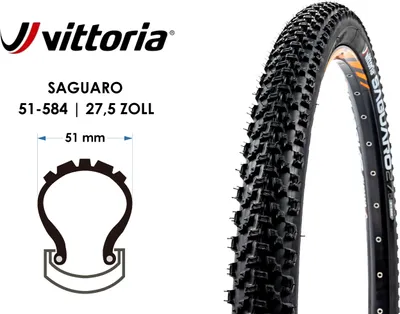 Produktbild von 27.5 Zoll VITTORIA Saguaro Fahrrad Falt Reifen 27.5x2.0 MTB 51-584 schwarz