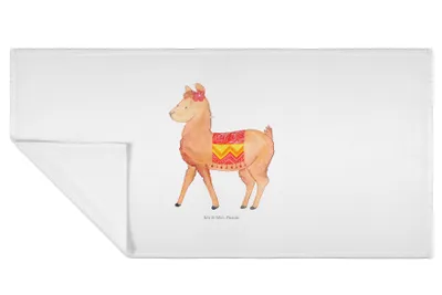 Produktbild von Mr. & Mrs. Panda Handtuch Alpaka Stolz - Weiß - Geschenk, Flauschtuch, gesichtshandtuch, 50x100, gesichtstuch