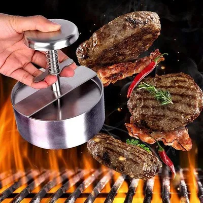 Produktbild von Famanu Burgerpresse aus Edelstahl mit Antihaftbeschichtung - 100 g bis 400 g Patty - 11 cm