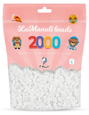 Zdjęcie produktu dla La Manuli Koraliki do prasowania białe 2000 szt. Midi 5 mm – prasowanki, koraliki termiczne, zestaw uzupełniający, mozaika pixel art