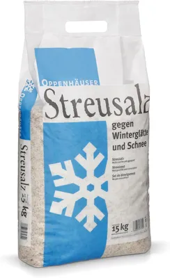 A bag of de-icing salt for winter use.