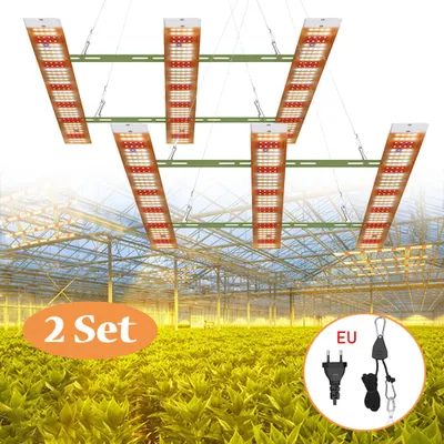 Produktbild von 2er/Stück Pflanzenlampe LED Vollspektrum, 3 Streifen Sonnenlicht Pflanzenleuchte für Zimmerpflanzen mit Chain, 120W Grow Lampe für Gewaechshaus Gemüse