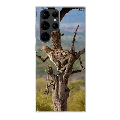 Produktbild von MuchoWow® Handyhülle Schutzhülle Hülle für Samsung Galaxy S22 Ultra Leopard - Baum - Tier Silikon Softcase Handy Hülle - Abbildung