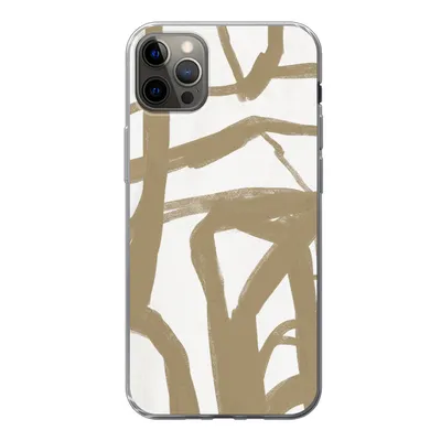Produktbild von MuchoWow® Handyhülle Schutzhülle Hülle für iPhone 12 Pro Max Braun - Weiß - Abstrakt Silikon Softcase Handy Hülle - Hartschale