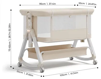 Immagine prodotto di Lettino per neonati – Lettino aggiuntivo e lettino indipendente per bambini – Pieghevole – Regolazione dell'altezza su 6 livelli – Include materasso – Adatto da 0 a 6 mesi – 1 cassetto – Colore beige