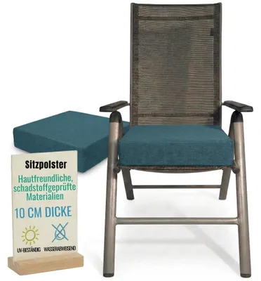 Produktbild von Pillows24 - Ergonomisches Sitzkissen Outdoor - 2x [ 40x40x10 cm ] in Türkis - Waschbar Sitzerhöhung mit Reißverschluss für Gartenmöbel Stuhl