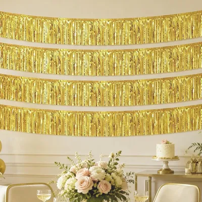 Imagen del producto de Guirnalda dorada, de 300x30 cm, para decoración de fiestas