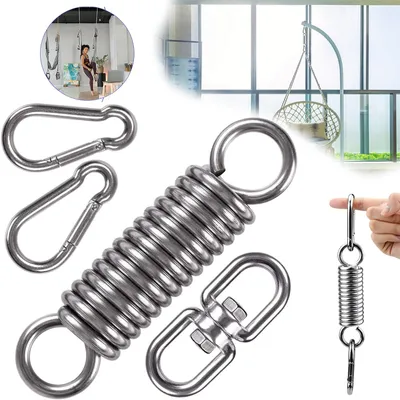 Produktbild von Edelstahl Hängesessel Schwingfeder Aufhängung Drehbar Haken mit Karabiner für Schaukel, Hängesessel, Boxsäcke, Yoga