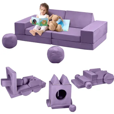 Obrázek produktu pro Dětská herní pohovka, modulární design, snadné čištění, fialová
