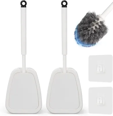 Produktbild von Toilettenbürste, 2er-Set Toilettenbürsten mit Klappdeckel, weiße Toilettenbürste mit kompaktem Halter für Bad und WC, gründliche Toilettenreinigung (weiß)