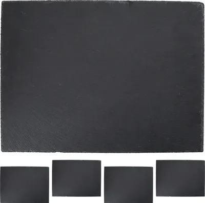 Produktbild von Schieferplatte 4er Set 40x30cm rechteckig mit Filzschonern Tischuntersetzer Steinplatte Servierplatte Untersetzer