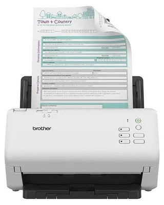 A Brother document scanner with a form being fed into it.