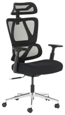 Produktbild von Carmen GAP Ergonomischer Bürostuhl mit Netzrücken, Kopfstütze, Lordosenstütze und 3D-Armlehnen – Schwarz