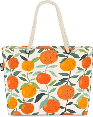 Produktbild von VOID Orangen Orangenbaum Saft Strandtasche Shopper 58x38x16cm 23L XXL Einkaufstasche Tasche Reisetasche Beach Bag