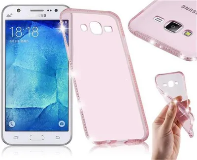 Immagine prodotto di Cadorabo custodia per Samsung Galaxy J5 2015 custodia protettiva in rosa Custodia Cover TPU silicone strass telefono cellulare Etui