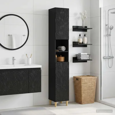 Obrázok produktu pre Maison Exclusive – Skrinka do kúpeľne DELFT s otvorenou policou, čierna