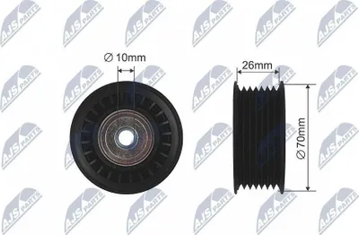 Produktbild von NTY RRK-MS-010 Umlenkrolle Keilrippenriemen 70mm für MITSUBISHI PAJERO IV (V8W, V9W) PAJERO III (V7W, V6W)