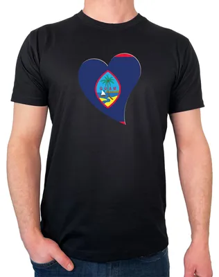 Produktbild von Huuraa Herren T-Shirt Guam Flagge Herz S Black Bio Baumwolle Fairtrade Herrenshirt Geschenkidee