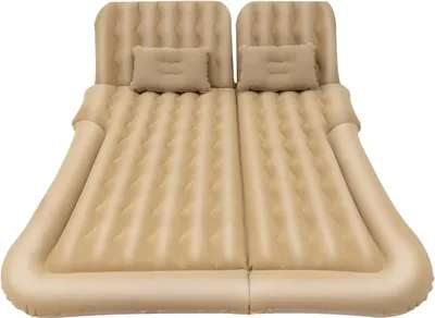 Produktbild von Aufblasbare SUV Auto-Luftmatratze - Rücksitzmatratze klappbar - Mit Luftpumpe und 2 Kissen - Belastbar bis 300 kg - Beige