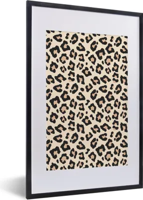 Produktbild von MuchoWow® Gerahmtes Poster Weiß - Tiermuster - Panther 40x60 cm - Poster mit Schwarzem Bilderrahmen Wandposter Rahmen Foto Bilder - Poster in Rahmen