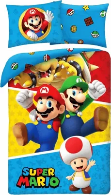Obrázek produktu pro HALANTEX Povlečení Super Mario párty Bavlna, 140/200, 70/90 cm