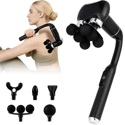 Produktbild von Massagepistole 6-Kopf, 6 Stufen, 1800mAh, Griff abnehmbar, 13" – für Nacken, Rücken, Beine & Home Gym