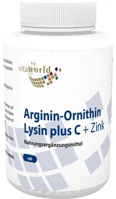 Produktbild von vitaworld Arginin-Ornithin Lysin plus C + Zink Kapseln, 60 St. Kapseln