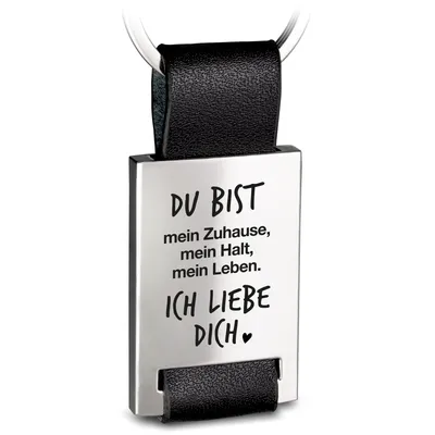 Image de « Tu es mon soutien » : porte-clés rectangulaire en cuir avec gravure – Un cadeau plein d'amour pour son mari, sa femme, son compagnon ou sa compagne