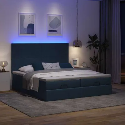Produktbild von Eleganten-Stil Ottoman-Bett mit Matratzen Blau 180x200 cm Stoff - Klassische Betten CHY3293196