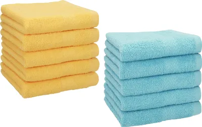 Produktbild von Betz 10 Stück Seiftücher 30x30 cm PREMIUM 100% Baumwolle Farbe: honiggelb und ocean