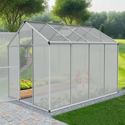 Produktbild von ONBEST Gewächshaus Aluminium | 4mm | Polycarbonat-Platten | 185x195x246cm (BxHxT) | Wetterfest | UV-Beständig