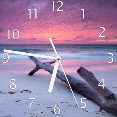 Produktbild von Wallario Design Wanduhr Abendhimmel bei Sonnenuntergang aus Echtglas, Größe 20 x 20 cm