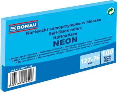 Zdjęcie produktu dla Podkładka samoprzylepna 127 x 76 mm - neonowy niebieski 100 arkuszy