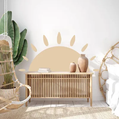 Boho-Sonne in Pastellgelb – Decords Wandtattoo, Produktansicht 1