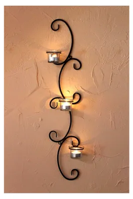 Produktbild von Wandteelichthalter Metall Schwarz Emma 68 cm