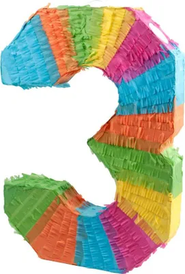 Produktbild von Pinata Zahl 0–9 – Schlagpinata für Kindergeburtstag, Party & Event – Bunte Geburtstags-Pinata zum Befüllen für Mädchen & Jungen Zahl wählen: Pinata-Ziffer 3