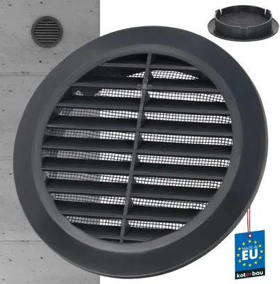 Zdjęcie produktu dla KOTARBAU® Kratka wentylacyjna 100 mm Kolnierz okragly Antracyt Wentylacja Siatka przeciw owadom Kratka zaluzjowa Kratka wentylacyjna Przylacze rurowe Kratka wywiewna Kratka