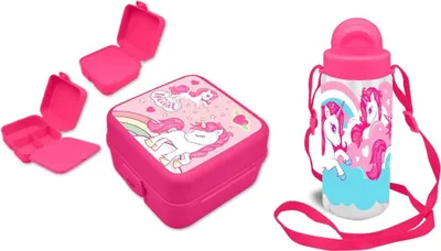 Produktbild von Sweet Einhorn Unicorn 2tlg. Lunch Set Brotdose plus Trinkflasche 500 ml