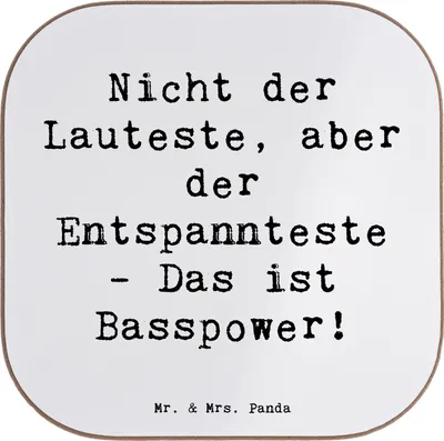 Produktbild von Mr. & Mrs. Panda Untersetzer für Gläser Spruch Bassgitarre Entspannt - Weiß - Geschenk, Musik, Musiker, gläseruntersetzer, Tischuntersetzer, Musikinstrument, Bassist