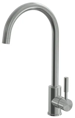Produktbild von sanicomfort Edelstahl Küchenarmatur Hochdruck | Schwenkarm Mischbatterie mit Markenmischdüse | Virginia rund | flexible Anschluss|Schläuche G 3/8"