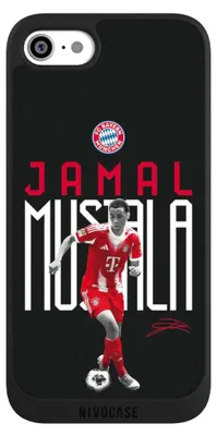 Produktbild von NIVOCASE Handyhülle für Apple iPhone SE (2020)  Hülle NIVOpure Case Schwarz FC Bayern München Offizielles Lizenzprodukt Jamal Musiala