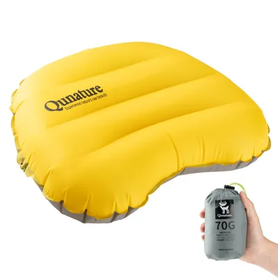 Obrázok produktu pre Qunature Ultraľahký nafukovací vankúš Camping Outdoor Pillow 37X28X8cm, Yellow