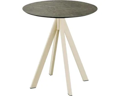 Produktbild von Infinity Terrassentisch Sand gestell + Midnight Marble HPL Ø70 cm