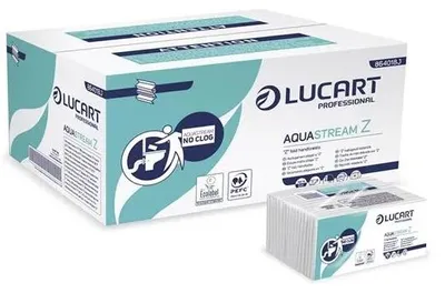 Obrázok produktu pre Papierové utierky, Z ohyb, dvojvrstvové, LUCART "Aquastream", biela