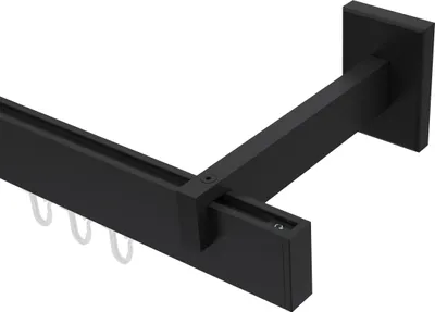 Produktbild von Interdeco Innenlaufstange / Gardinenstange mit Innenlauf Schwarz, Typ Smartline Paxo (Kappe), 14x35 mm 1-läufig, 600 cm