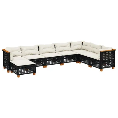 Immagine prodotto di vidaXL Set di divani da giardino a 8 pezzi con cuscini in rattan nero
