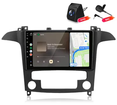 Zdjęcie produktu dla Radio samochodowe 4+64GB z kamerą i mikrofonem, kompatybilne z Ford S-Max WA6 (2007-2015), z funkcjami Carplay, Android Auto, multimedialnym radiem, nawigacją GPS, Wi-Fi, Bluetooth, DAB+, RDS, sterowaniem z kierownicy (SWC), wyświetlaczem 9 cali