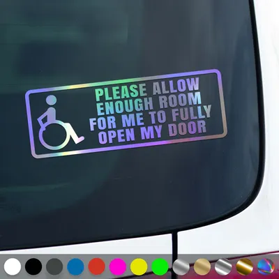 Produktbild von PantherPixel Rollstuhl Aufkleber Rollstuhlfahrer Behindert Rampe Sticker Auto Geschenkidee Farbe Oilslick-Hologramm