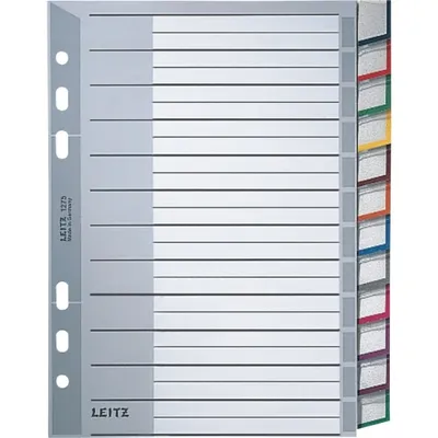 Produktbild von LEITZ 1275 Register PP blanko A5 12 Blatt grau